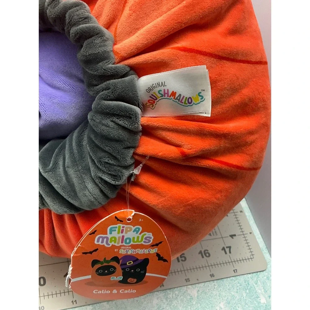 Squishmallows Flip-A-Mallows Calio Black Cat Pumpkin Witch Halloween Plush 12 In